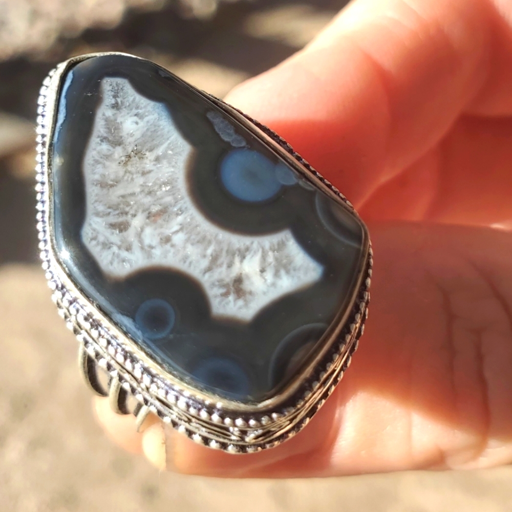 New Solar Agate 925 Silver Ring.